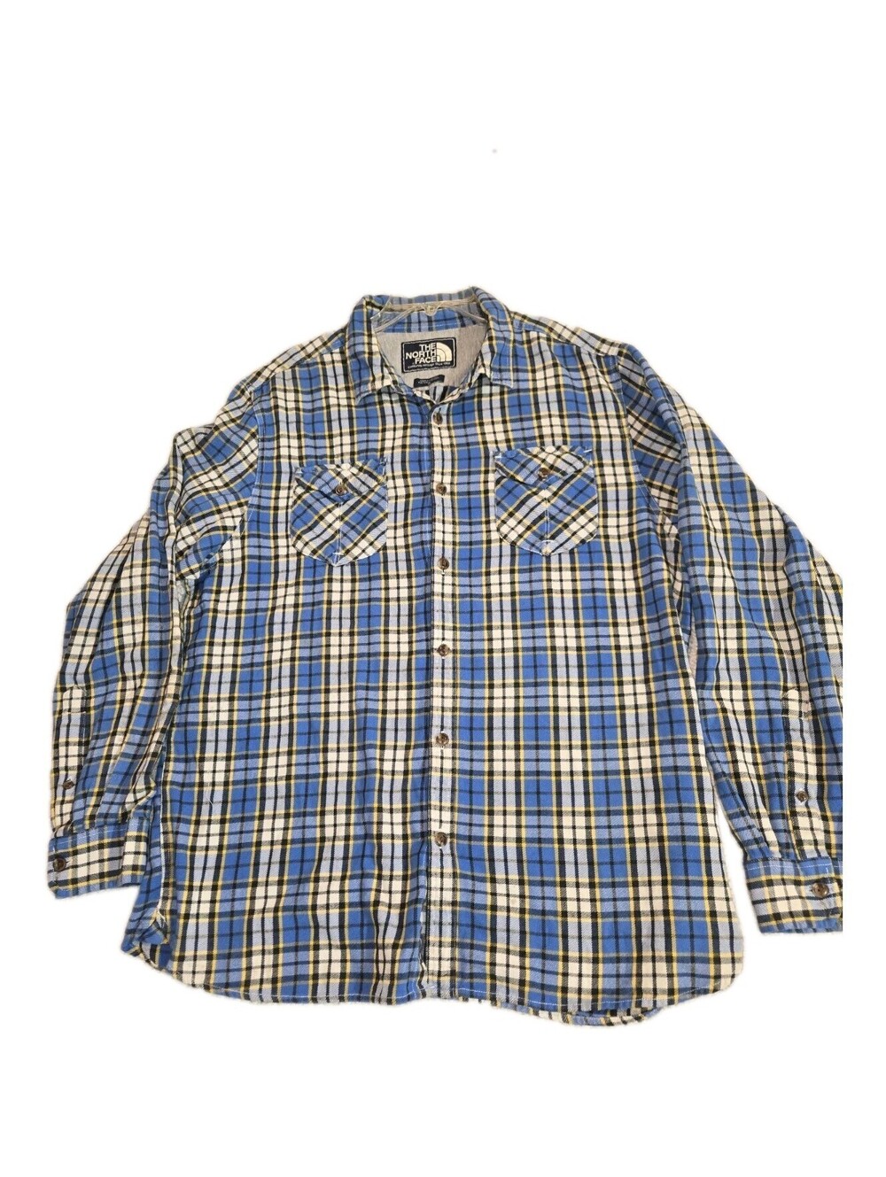 North Face Button Up Flannel Shirt Men’s Plaid Front Pocket Size XL